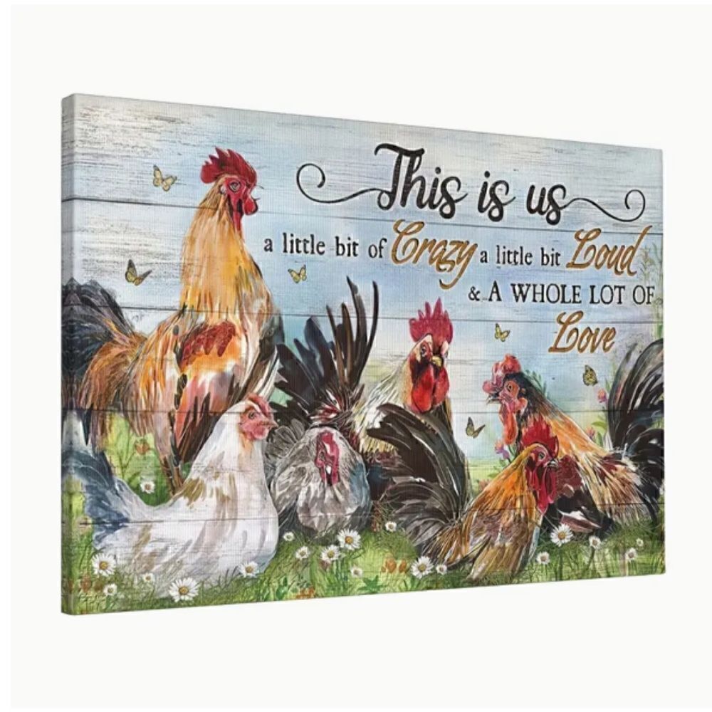 NEW Farmhouse Chickens Roosters Canvas Print This is Us Wall Decor Country 12x16